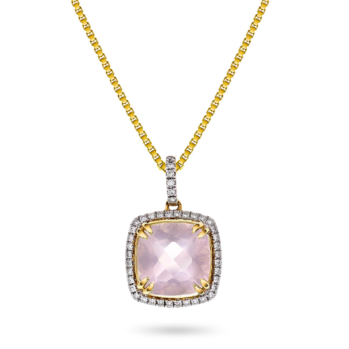 Bloom Diamantanheng i Gult Gull - 0.20ct tw/si Diamanter - 4.10ct Rosekvarts  - 14kt Gull (585)