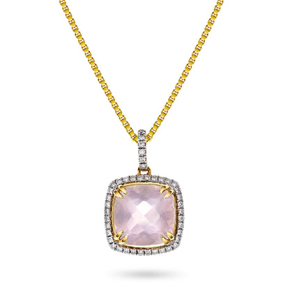 Bloom Diamantanheng i Gult Gull - 0.20ct tw/si Diamanter - 4.10ct Rosekvarts  - 14kt Gull (585)