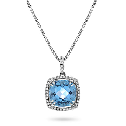Bloom Diamantanheng i Hvitt Gull - 0.20ct tw/si Diamanter - 4.10ct Blå Topas  - 14kt Gull (585)