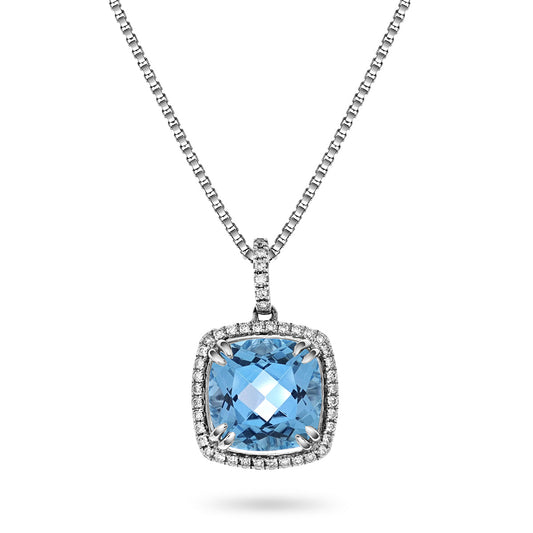Bloom Diamantanheng i Hvitt Gull - 0.20ct tw/si Diamanter - 4.10ct Blå Topas  - 14kt Gull (585)