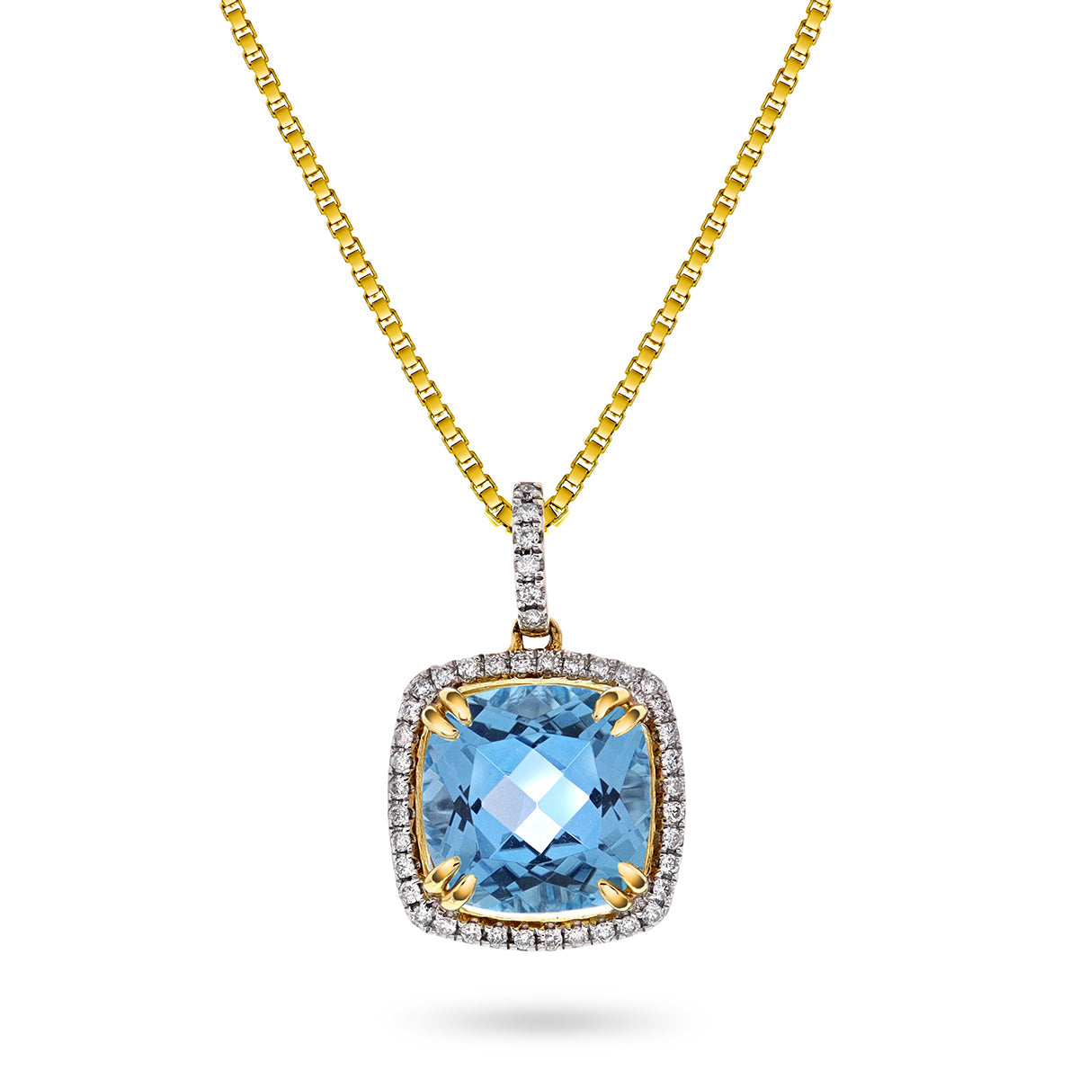 Bloom Diamantanheng i Gult Gull - 0.20ct tw/si Diamanter - 4.10ct Blå Topas  - 14kt Gull (585)