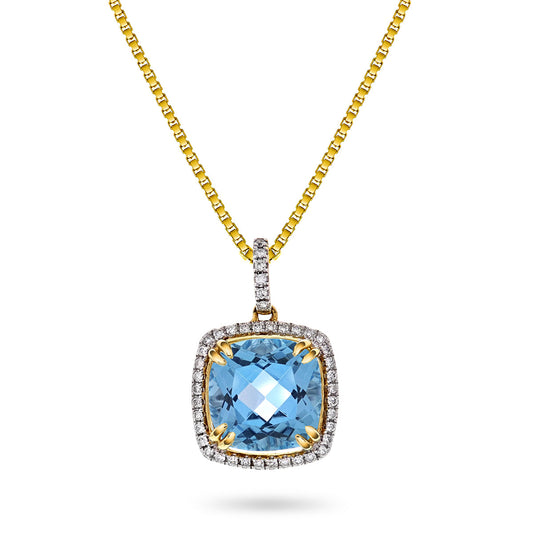Bloom Diamantanheng i Gult Gull - 0.20ct tw/si Diamanter - 4.10ct Blå Topas  - 14kt Gull (585)