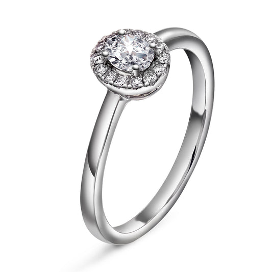 Diamantring i Hvitt Gull (585), 0.20ct TW/SI Diamanter