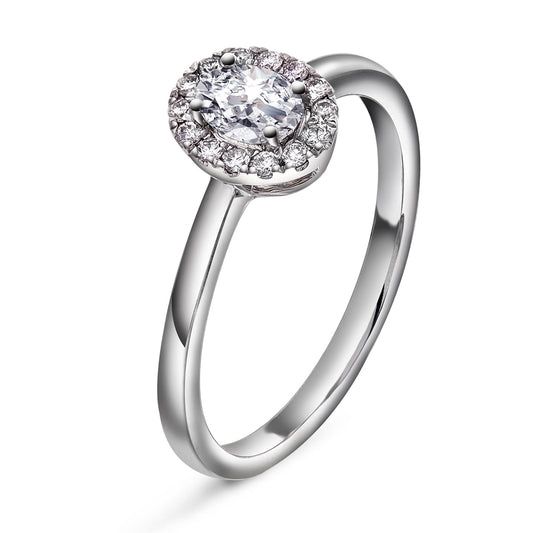 Diamantring i Hvitt Gull (585), 0.30ct TW/SI Diamanter