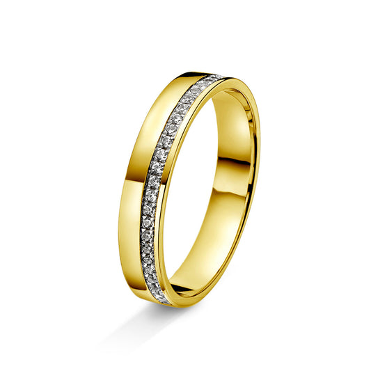 Amore giftering i gult/hvitt gull med 0.15ct tw/si diamanter, 3.5mm