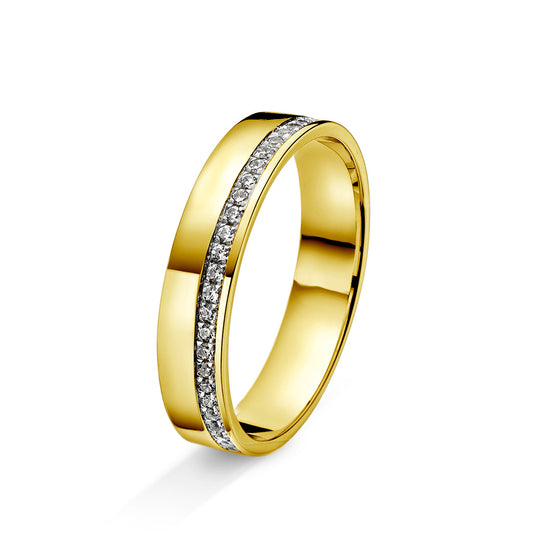 Amore giftering i gult/hvitt gull med 0.15ct tw/si diamanter, 4.5mm