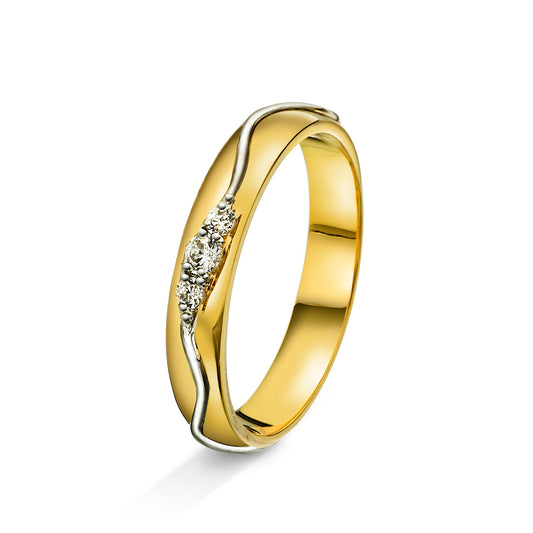 Amore giftering i tofarget gull med 0.10ct tw/si diamanter, 3.5mm