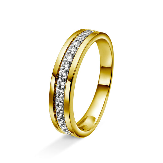 Amore giftering ring i gult/hvitt gull med en rekke med 0.25ct tw/si diamanter