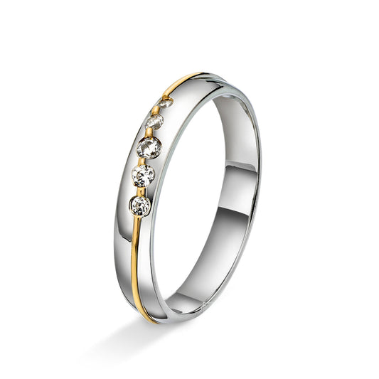 Amore giftering i tofarget gull med 0.14ct tw/si diamanter, 3.5mm