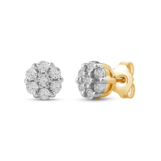 Diamantørepynt i Gult/Hvitt Gull (585) Med 0.12ct TW/SI Diamanter