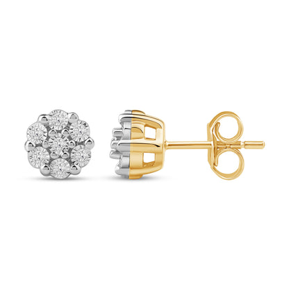 Diamantørepynt i Gult/Hvitt Gull (585) Med 0.12ct TW/SI Diamanter