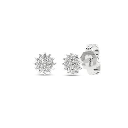 Diamantøredobber rosett i Hvitt/Gult Gull, 0.12ct TW Si