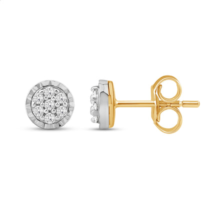 Diamantørepynt i Gult/Hvitt Gull (585) Med 0.10ct TW/SI Diamanter