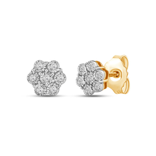 Diamantørepynt i Gult/Hvitt Gull (585) Med 0.08ct TW/SI Diamanter