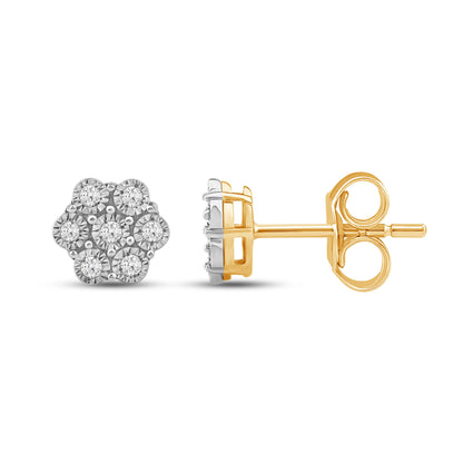 Diamantørepynt i Gult/Hvitt Gull (585) Med 0.08ct TW/SI Diamanter