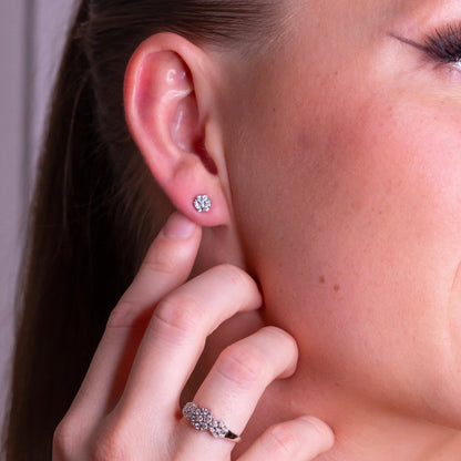 Diamantørepynt i Gult/Hvitt Gull (585) Med 0.08ct TW/SI Diamanter