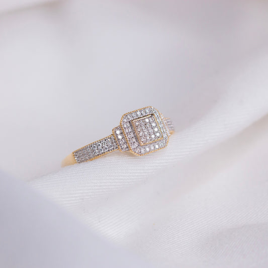Diamantring i Hvitt/Gult Gull (585) med 0.15ct TW/SI Diamanter