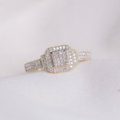 Diamantring i Hvitt/Gult Gull (585) med 0.15ct TW/SI Diamanter