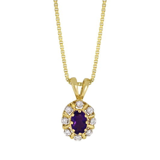 Diana Diamantanheng I Gult Gull med Ametyst og 0.08ct TW/SI Diamanter