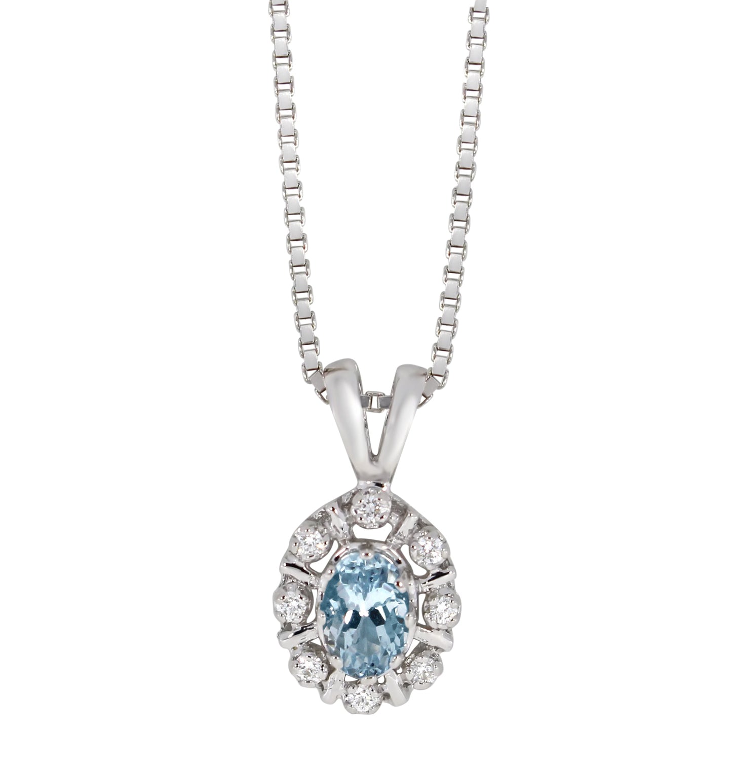Diana Diamantanheng I Hvitt Gull med Aquamarine og 0.08ct TW/SI Diamanter