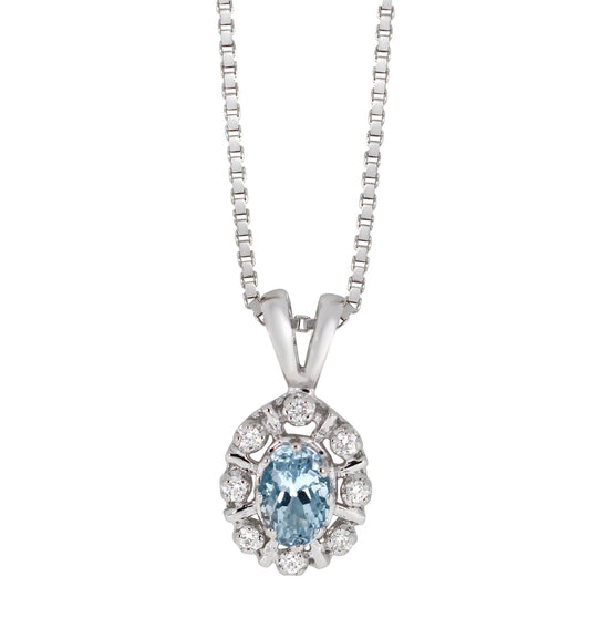 Diana Diamantanheng I Hvitt Gull med Aquamarine og 0.08ct TW/SI Diamanter