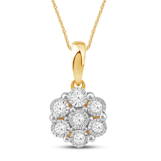 Halssmykke i Gult/Hvitt Gull (585) med 0.10ct TW/SI Diamanter