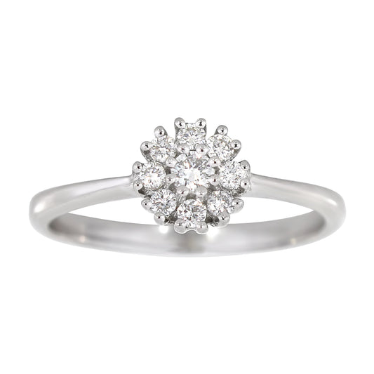 Rosettring i 14kt Hvitt Gull,, 0.22ct tw/si Diamanter