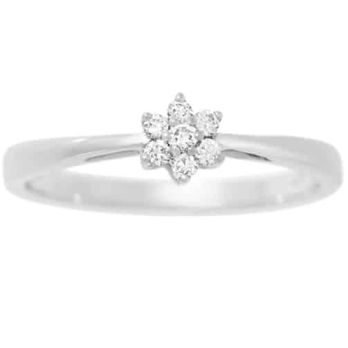 Diamantring rosett i hvitt gull tot.0,15ct tw/si - Diamanthuset