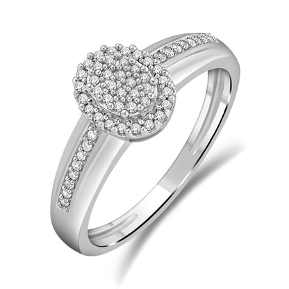 Diamantring oval 0,20ct tw/si i hvitt og gult gull
