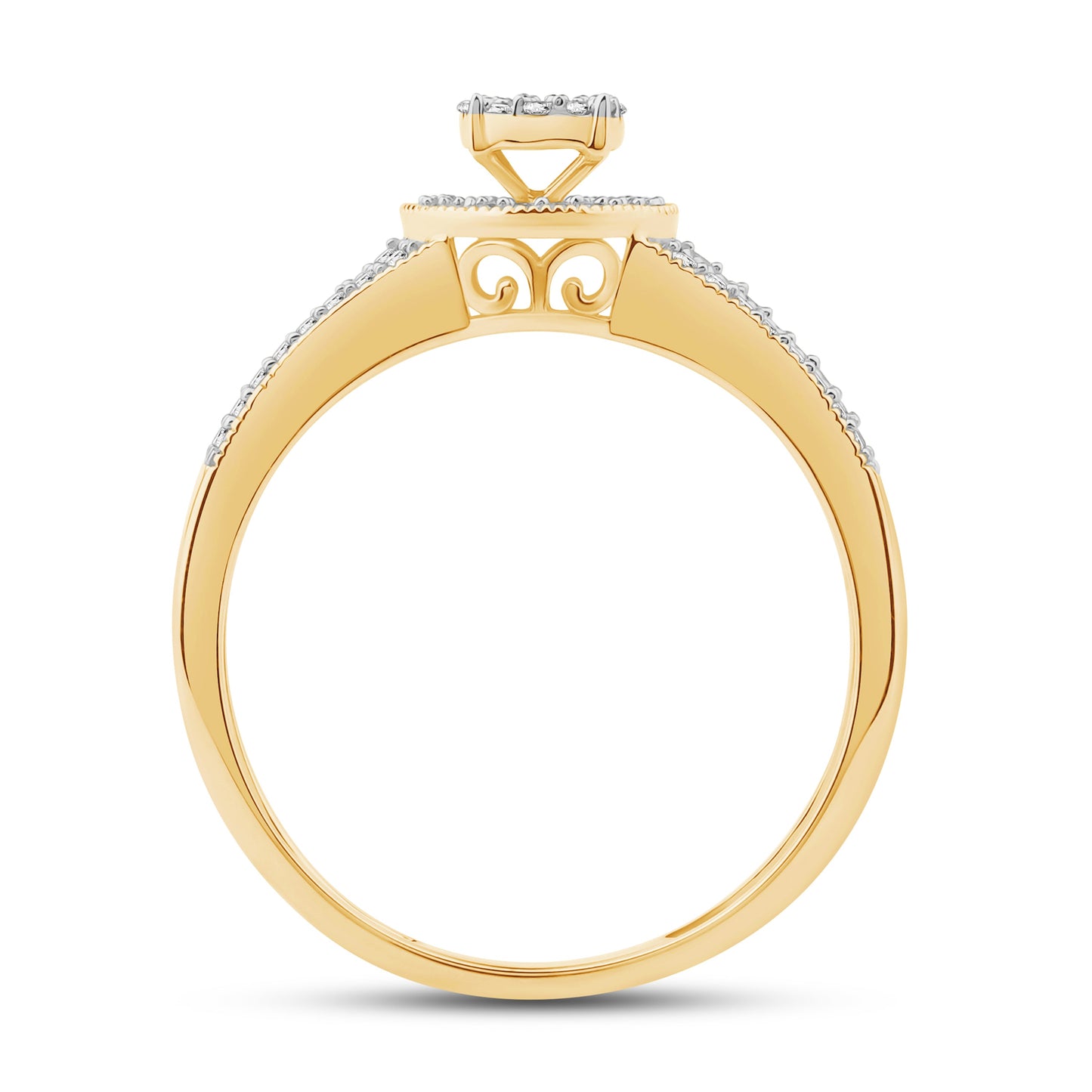 Diamantring i Hvitt/Gult Gull (585) med 0.25ct TW/SI Diamanter