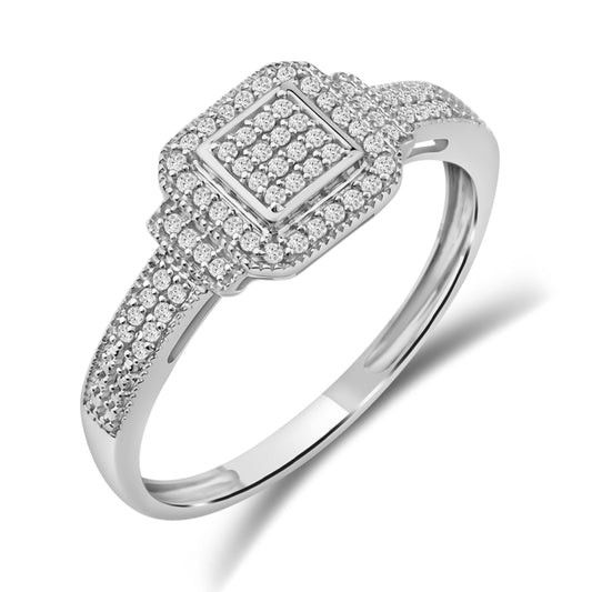 Diamantring i Hvitt/Gult Gull (585) med 0.15ct TW/SI Diamanter