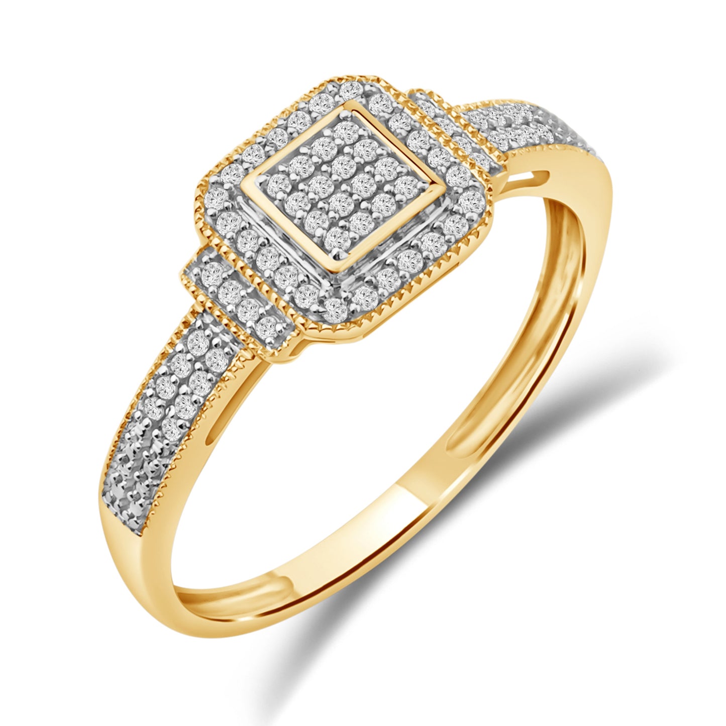 Diamantring i Hvitt/Gult Gull (585) med 0.15ct TW/SI Diamanter