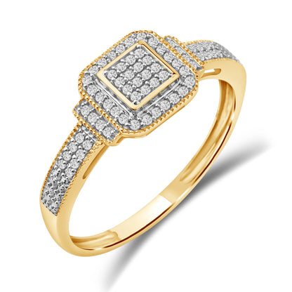Diamantring i Hvitt/Gult Gull (585) med 0.15ct TW/SI Diamanter
