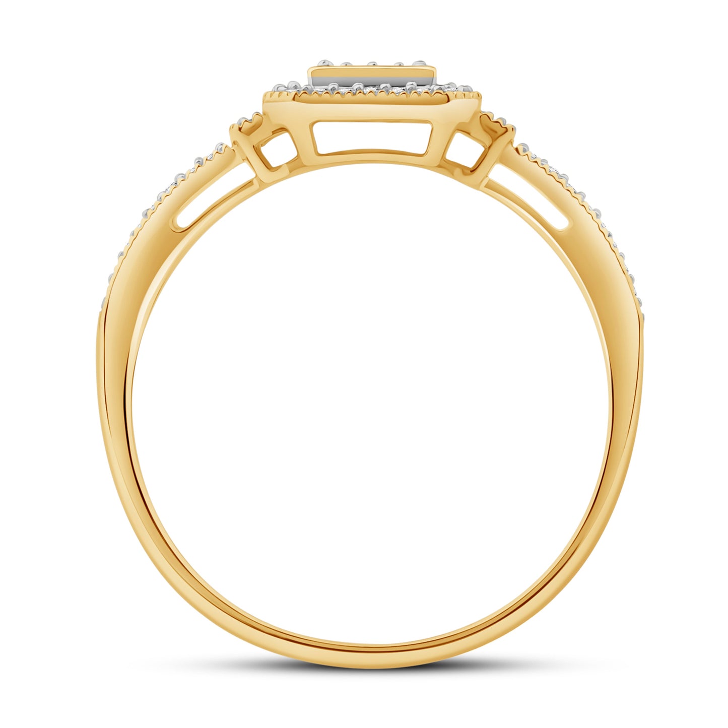 Diamantring i Hvitt/Gult Gull (585) med 0.15ct TW/SI Diamanter