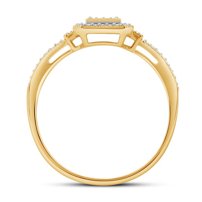 Diamantring i Hvitt/Gult Gull (585) med 0.15ct TW/SI Diamanter