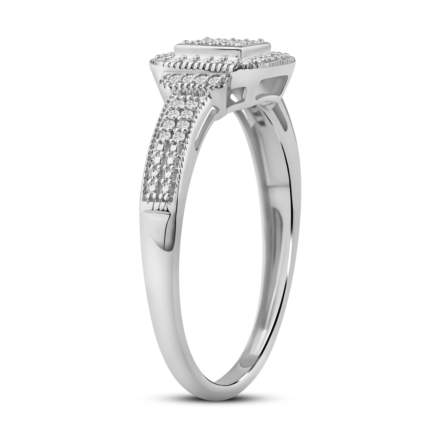Diamantring i Hvitt/Gult Gull (585) med 0.15ct TW/SI Diamanter