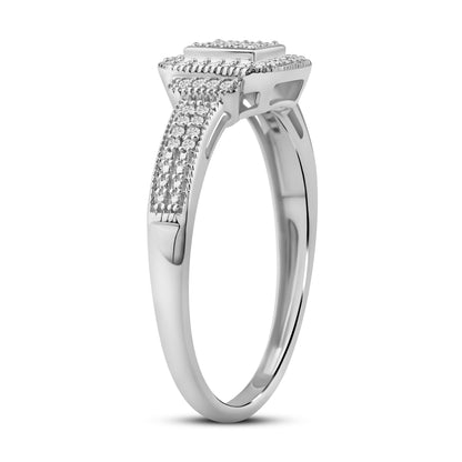 Diamantring i Hvitt/Gult Gull (585) med 0.15ct TW/SI Diamanter