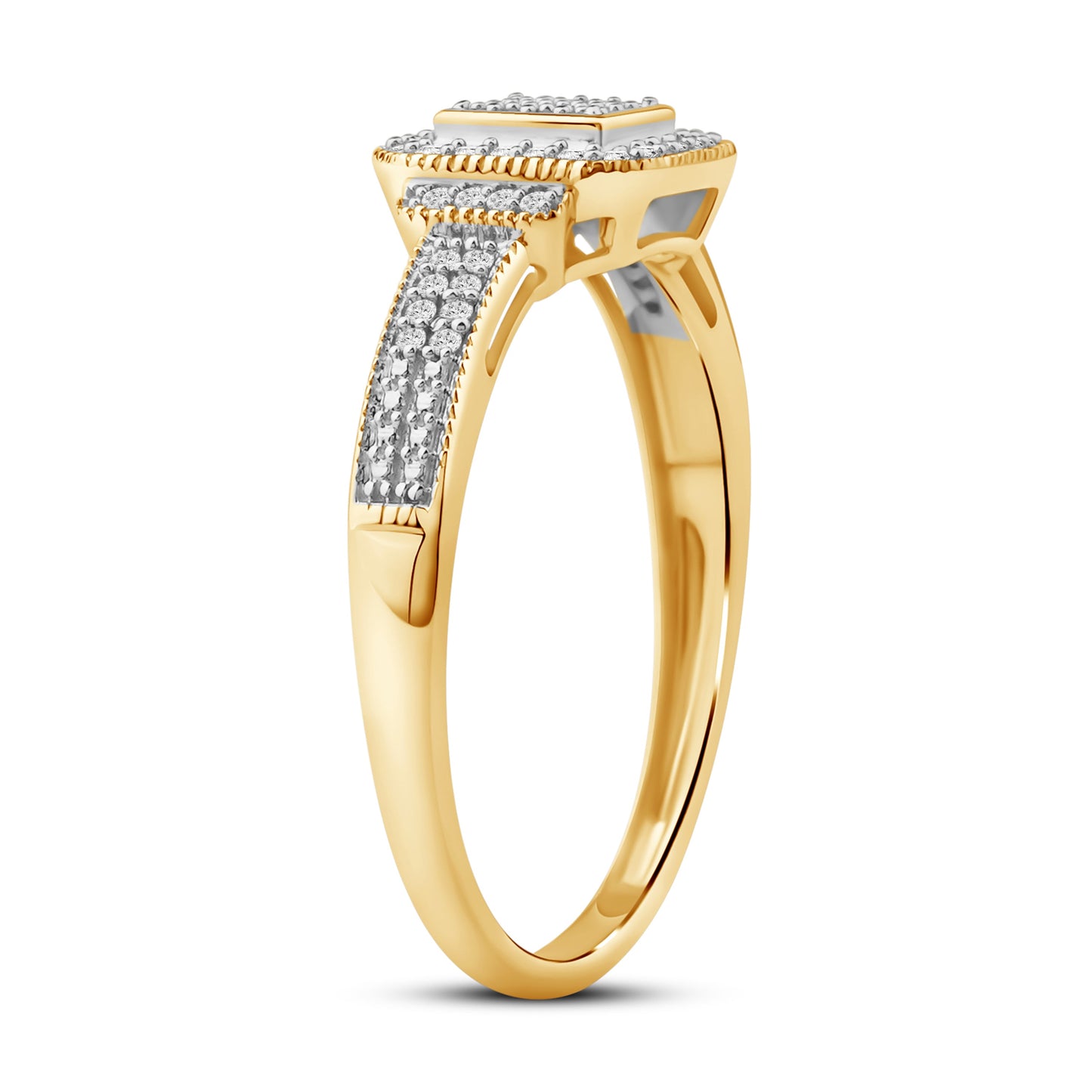 Diamantring i Hvitt/Gult Gull (585) med 0.15ct TW/SI Diamanter