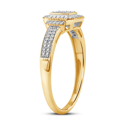 Diamantring i Hvitt/Gult Gull (585) med 0.15ct TW/SI Diamanter