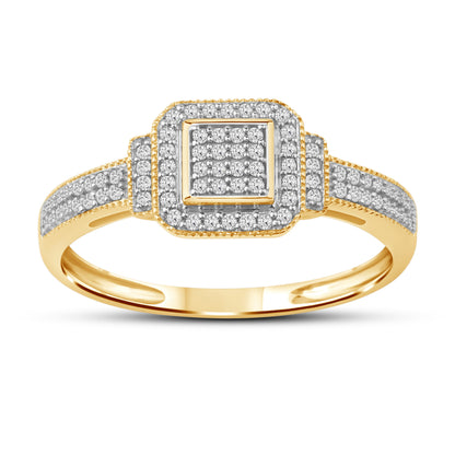Diamantring i Hvitt/Gult Gull (585) med 0.15ct TW/SI Diamanter