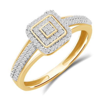 Diamantring i Hvitt/Gult Gull (585) med 0.22ct TW/SI Diamanter