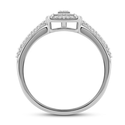 Diamantring i Hvitt/Gult Gull (585) med 0.22ct TW/SI Diamanter