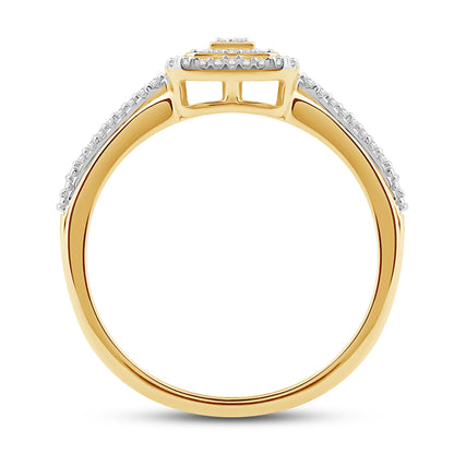 Diamantring i Hvitt/Gult Gull (585) med 0.22ct TW/SI Diamanter