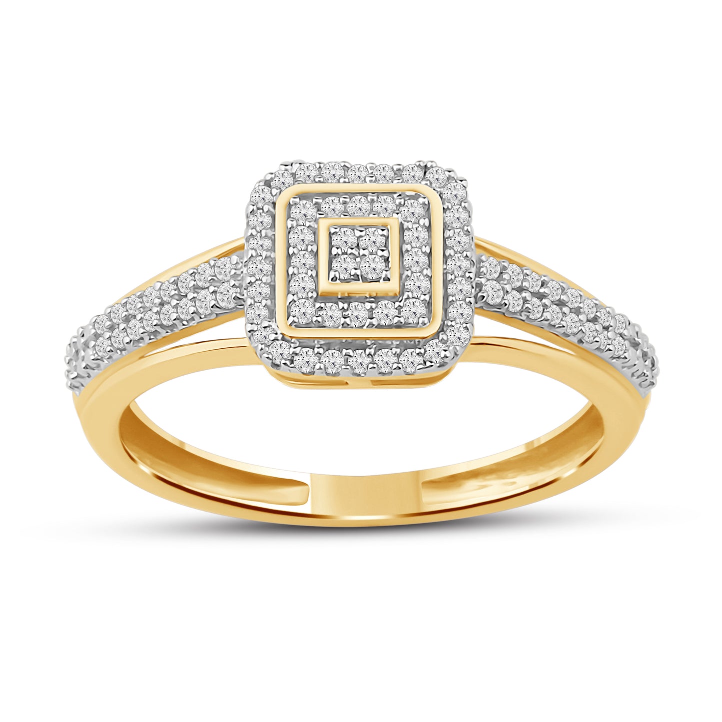 Diamantring i Hvitt/Gult Gull (585) med 0.22ct TW/SI Diamanter