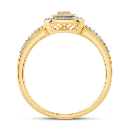 Diamantring i Gult/Hvitt Gull (585) med 0.18ct TW/SI Diamanter