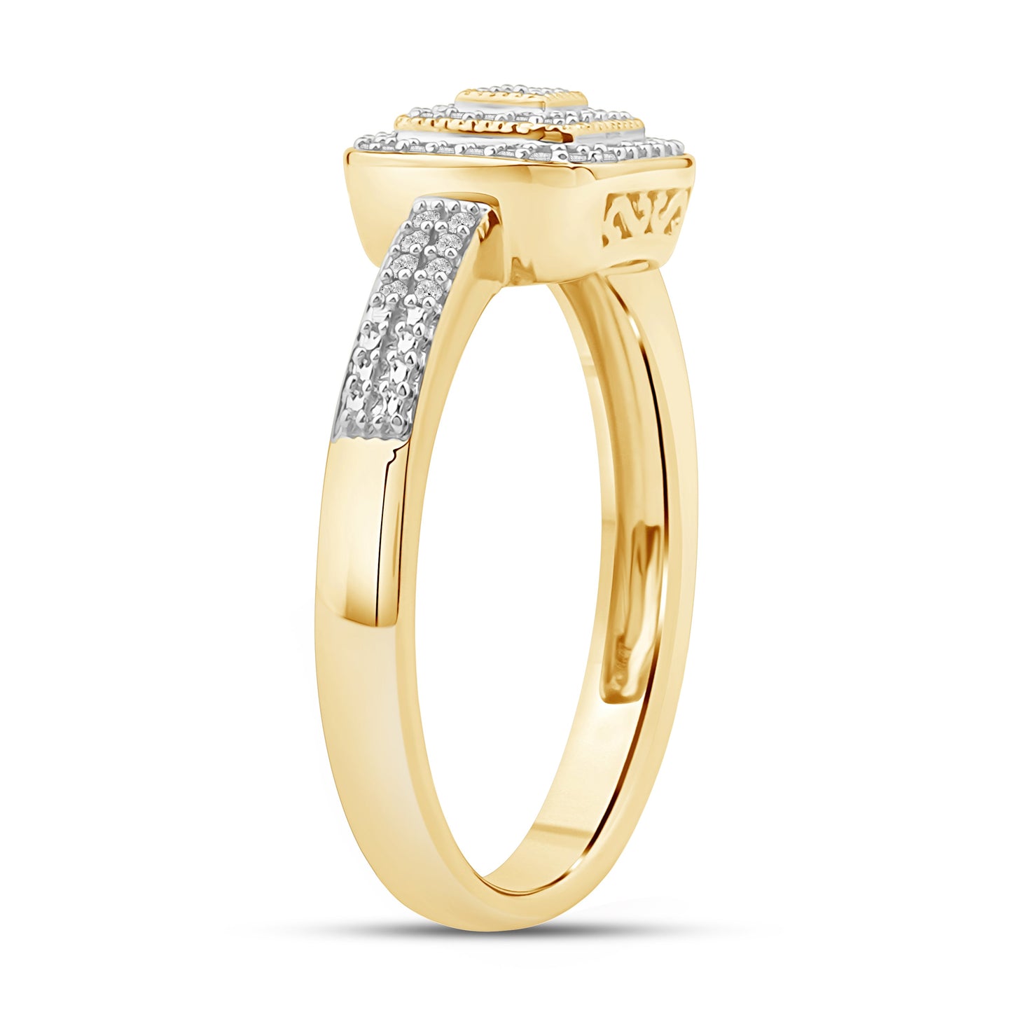 Diamantring i Gult/Hvitt Gull (585) med 0.18ct TW/SI Diamanter