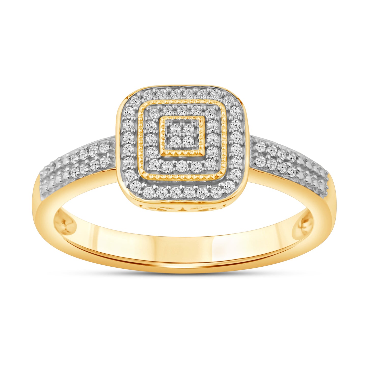 Diamantring i Gult/Hvitt Gull (585) med 0.18ct TW/SI Diamanter