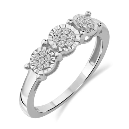 Diamantring i Gult/Hvitt Gull (585) med 0.12ct TW/SI Diamanter
