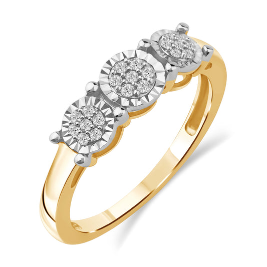 Diamantring i Gult/Hvitt Gull (585) med 0.12ct TW/SI Diamanter