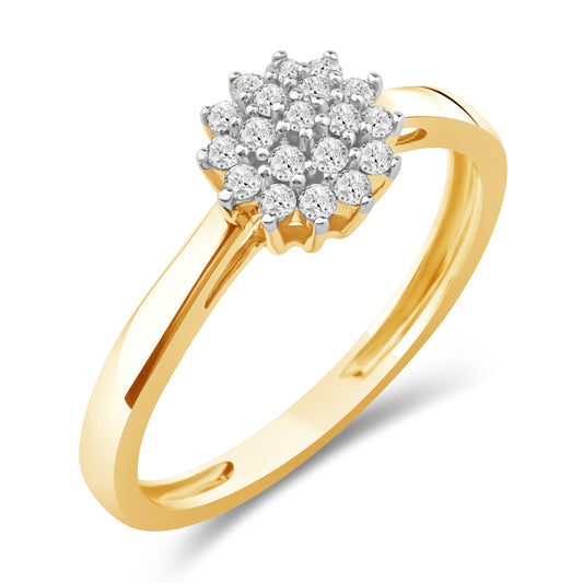 Diamantring i Gult/Hvitt Gull (585) med 0.17ct TW/SI Diamanter